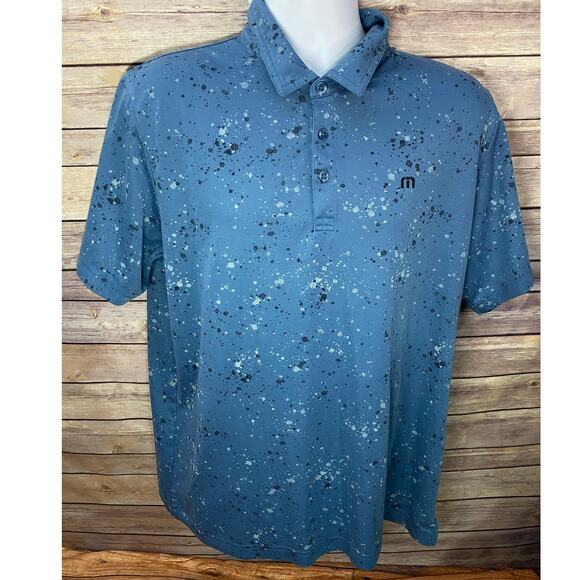 TravisMathew Splatter Paint Golf Polo Men’s XL Blue Short Sleeve Performance - Picture 1 of 8